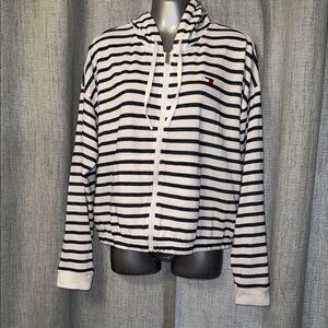 Tommy Hilfiger Black and White Striped Hoodie